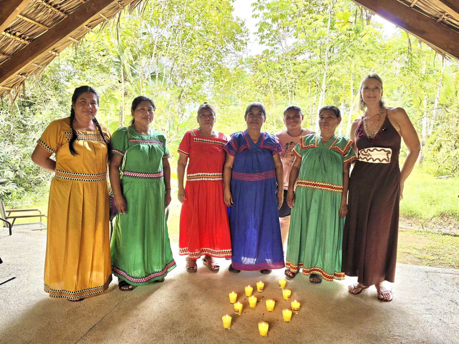A circle of women gathered at Tierra Santa
